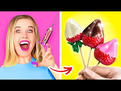 CRAZY FOOD IDEAS || Chocolate Fountain Fondue Challenge by 123 GO! Galaxy