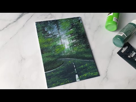 Forest road / easy acrylic painting for beginners✨️ #paintingideas #artshorts #shortsvideo #artideas