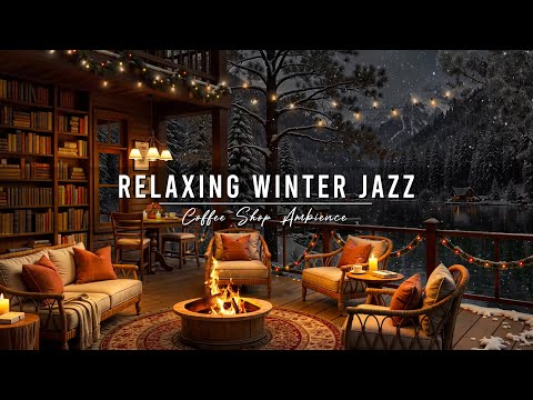 4K Cozy Winter Porch Ambience with Smooth Jazz Music for Studying ⛄ Relaxing Jazz Instrumental Music