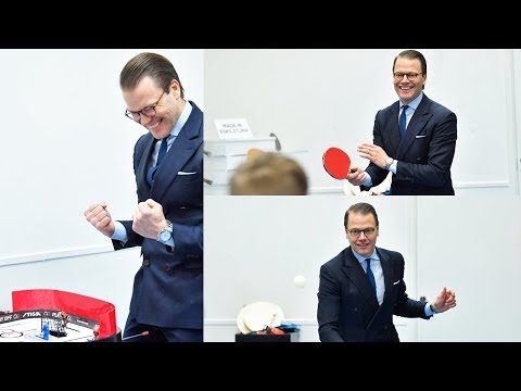 Prince Daniel plays table tennis as he visits STIGA sports