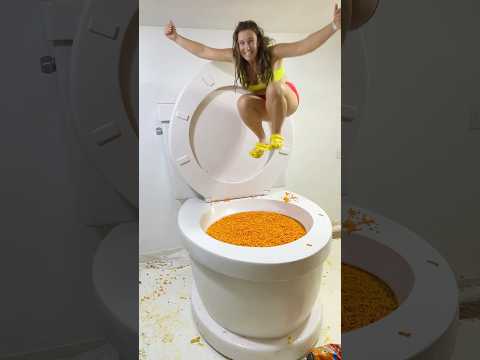 Super BIG JUMP into the Giant Toilet CHEETOS POOL #shorts