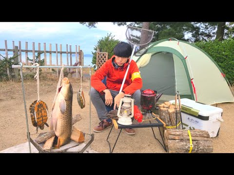 捕まえた外来種で鍋作って琵琶湖岸で冬キャンプしてみた！【琵琶湖ガサガサ探検記128】