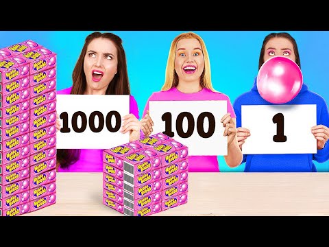 100 Layers of Food Challenge! Giant vs Tiny Food for 24 Hours by 123 GO!