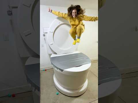 I JUMPED Very High into the Duct Tape Trampoline on the Worlds Largest Toilet #shorts