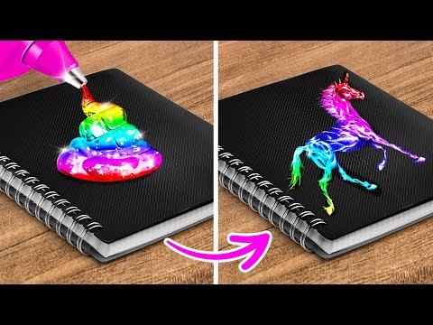 Ready For A New Drawing Challenge?🌈 Cute Rainbow Art Hacks With Glue Guns & 3D Pens by 123 GO!