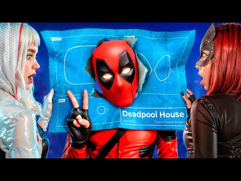 Troom Troom Build a Tiny House for DEADPOOL! SUPERHERO ROOM MAKEOVER