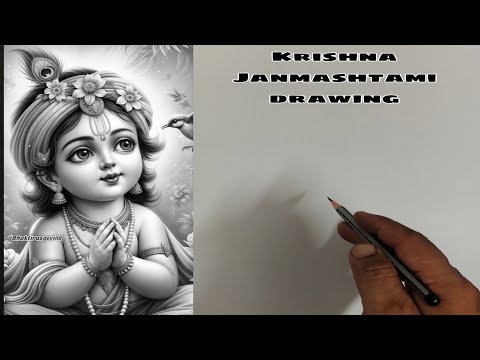 Krishna ji drawing for Janmashtami , Janmashtami special Krishna drawing, Krishna drawing outline