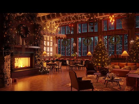 Cozy Winter Coffee Shop ⛄ Jazz Relaxing Music with Fireplace Sounds