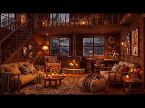 Immerse Yourself with Smooth Jazz Music and Fireplace Sounds in Cozy Cabin Ambience ❄️