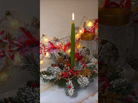 Christmas Candle Centerpiece 🕯️🎀🕯️#craft #creative #shorts #christmas #newyear #diy #inspiration