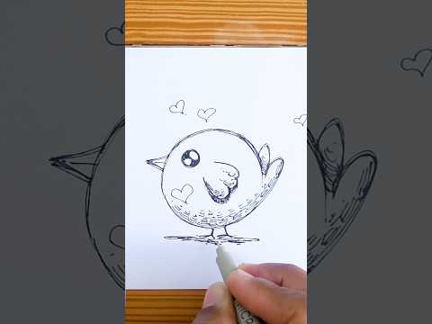 How to draw a cute pink bird #drawing #cutedrawing