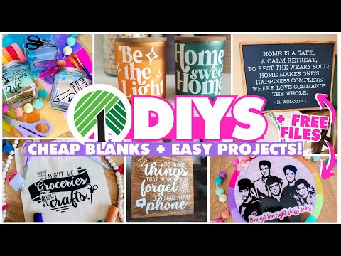 13 *NEW* Dollar Tree DIYS with cheap blanks! 🙌 Cricut beginner vinyl decal projects + FREE files