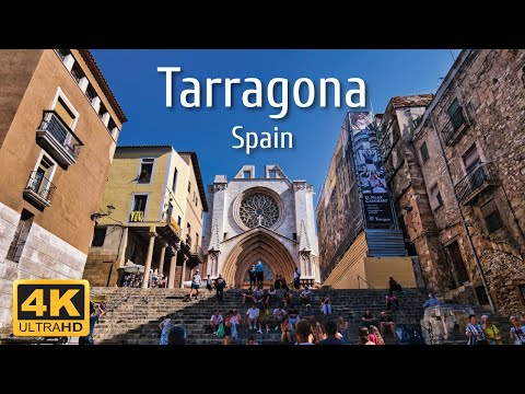 Tarragona , Spain 🇪🇸 SUMMER 2023 4K-HDR Walking Tour (▶1 HOUR) UNESCO HERITAGE SITE