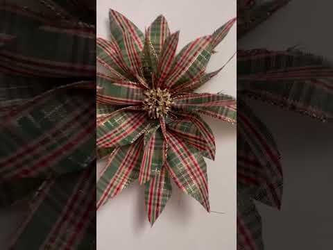 Ribbon poinsettia #ribbonflower  #poinsettiacraft #christmascrafts