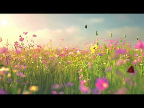 Spring Garden Easter 2024 Ambience Background Screensaver Flowers Butterflies Calming Instrumental