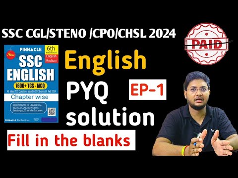 Pinnacle previous year book solution for English EP- 1।। SSC CGL/STENO/CPO/CHSL 2024