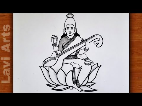 Saraswati Mata drawing for basant panchami ( Easy ) | Saraswati Drawing | मां सरस्वती का चित्र