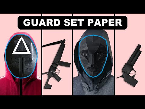 Paper Guard Set 🔼⏺️⏹️ - Tutorial l How to make origami Squid Game l  Mask l Paper Gun