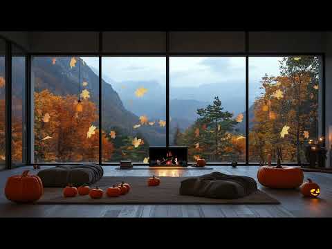 Cozy Fall Ambience 🍂 Fireplace Burning Cackling Sounds Soothing Calming Relaxing