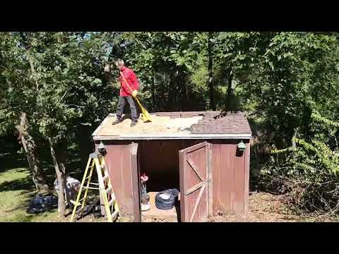 Roofing tearoff of our 8x12 shed at Woodhaven