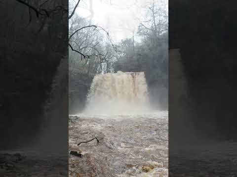 Slo-mo: Flooded waterfalls in the Brecon Beacons National Park, Wales #shorts