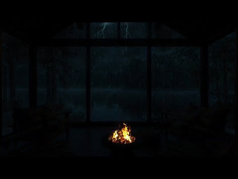 Drift Into Dreamland | Soothing Thunderstorm, Gentle Rain & Cozy Fireplace for Deep Sleep 🌩️🔥