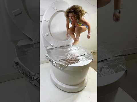 HUGE CANNONBALL into the Giant Toilet Covered in 100 Layers of TIN FOIL #shorts