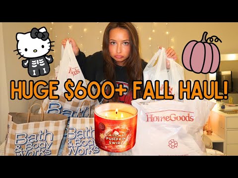 $600+ FALL HAUL | HomeGoods, Hobby Lobby, & Bath & Body Works (halloween/cozy decor, candles, etc.)