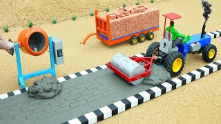 DIY tractor mini truck Road roller for making modern concrete road construction science project