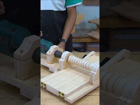 Impressive DIY Electric Drill into wooden Drum Sander #DIY #drumsander #woodworking