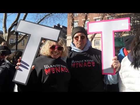 "Deport Musk!" and "F Donald Trump" chant pro-trans protesters at Stonewall Memorial in NYC