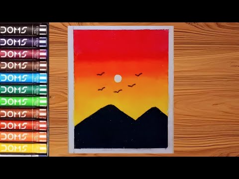 sunset drawing kaise banaye/how to draw sunset drawing/#sunsetdrawing#sunset