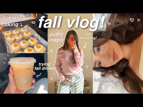 FALL VLOG 🍂 trying fall drinks, fall shopping haul, fall decor, cookies, shower, makeup, etc!