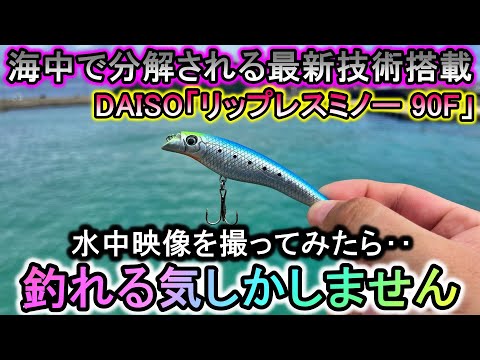 釣り具業界騒然の最新技術を採用したDAISO新作「リップレスミノー」の水中映像が釣れる気しかしない