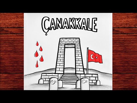 18 Mart Çanakkale Zaferi Resmi Çizimi, Şehitler Anıtı Resmi Çizimi, Çanakkale Zaferi Çizimleri 2025