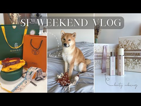 SPEND THE WEEKEND IN SF! | Goyard, Hermes, Dior unboxing, Bori's birthday, Lululemon haul, art fair!