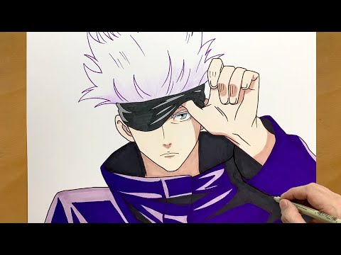 How to Draw Gojo Satoru from Jujutsu Kaisen || Easy Anime Drawing