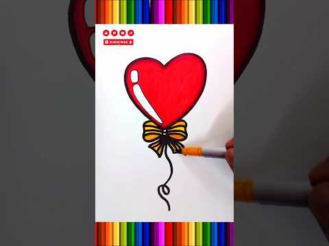 how to coloring a heart balloon #balloon #drawing #coloring #shorts