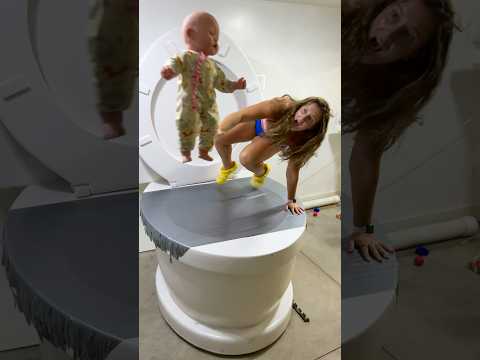 I SAVED THE BABY From the DUCT TAPE Covered GIANT TOILET in Slow Motion #shorts