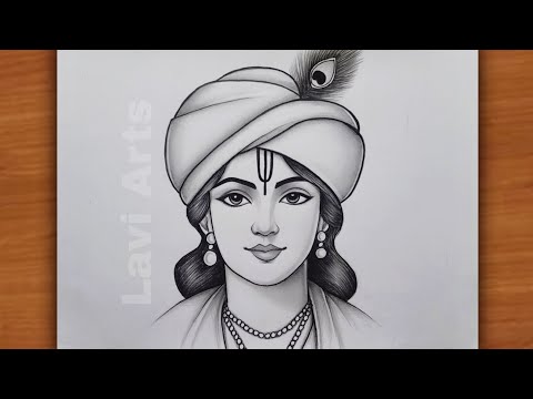 How to draw Shree Krishna Face Easy (Step by Step) | Easy Krishna drawing | Drawing Pictures |Chitra