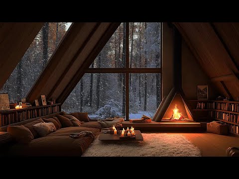 Cozy Reading Nook with  Snowfall and Fireplace Sounds for Sleeping, Reading, & Relaxation 📕