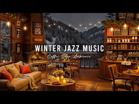 Jazz Relaxing Music to Study, Work ⛄ 4K Winter Coffee Shop Ambience & Smooth Jazz Instrumental Music