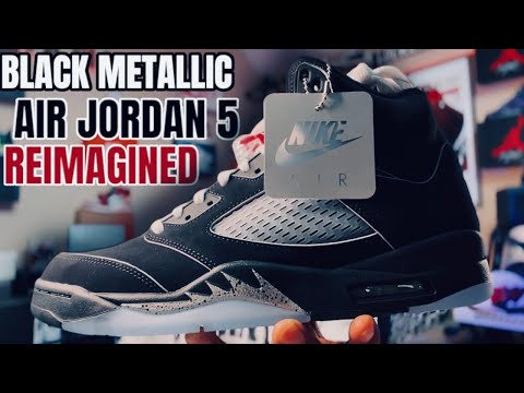 EARLY FIRST LOOK AT THE 2025 REIMAGINED AIR JORDAN 5 BLACK METALLIC ( 3RD PARTY ) REVIEW