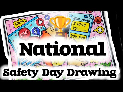 National Safety Day Drawing easy,4th March| Safety Day Poster Drawing| Safety First drawing