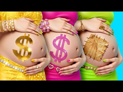 Rich vs Poor vs Giga Rich Pregnant! Funny Pregnancy Situations