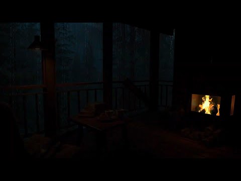 🍃🌳 Peaceful Forest Hideaway | Soft Rain, Rolling Thunder & Cozy Fireplace for Ultimate Calm 🔥🌧️