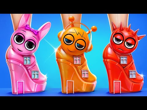 PINKI Sprunki vs ORANGE vs RED! INCREDIBOX SPRUNKI ONE COLOR CHALLENGE |  Room Makeover by Oki Toki