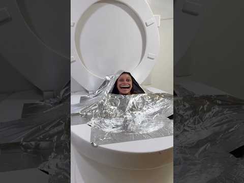 CRAZY FACE LADY JUMPED Out of the Worlds Largest Toilet Covered in Tin Foil #shorts