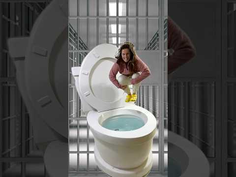 I JUMPED Super High with Cannonball into the Giant Toilet in JAIL #shorts