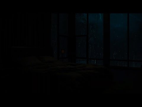 🎧Cozy Ambience Bedroom - Rain on the Windows of the Rainy Night View of the Forest 12 Hours | Sleep🌲